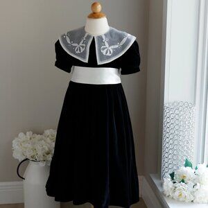 Strasburg Heirloom Dress Black Cotton Velvet Special Occasion Flower Girl RARE